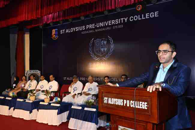 Dr Edmond Fernandes inaugurates Model United Nations SAPMUN 2024 at St. Aloysius Pre University College by Dr. Edmond Fernandes